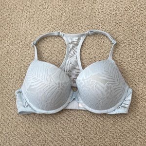 NEW Victoria’s Secret PINK Embellished Lacy Blue Push-Up Bra Size 32C NWOT